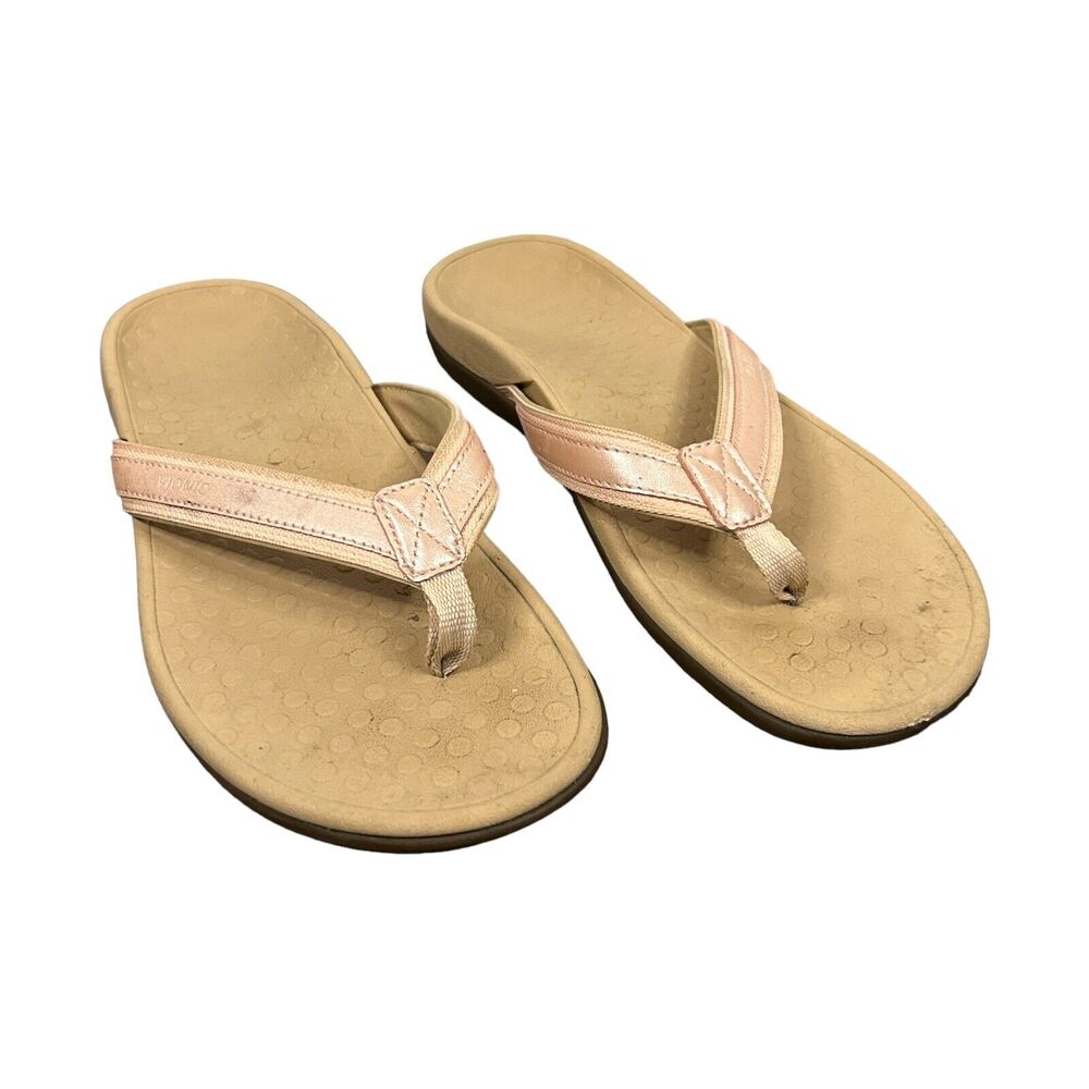Vionic Womens Size 10 Tide II Toe Post Sandal Pale Pink Leather Thong Flip Flops